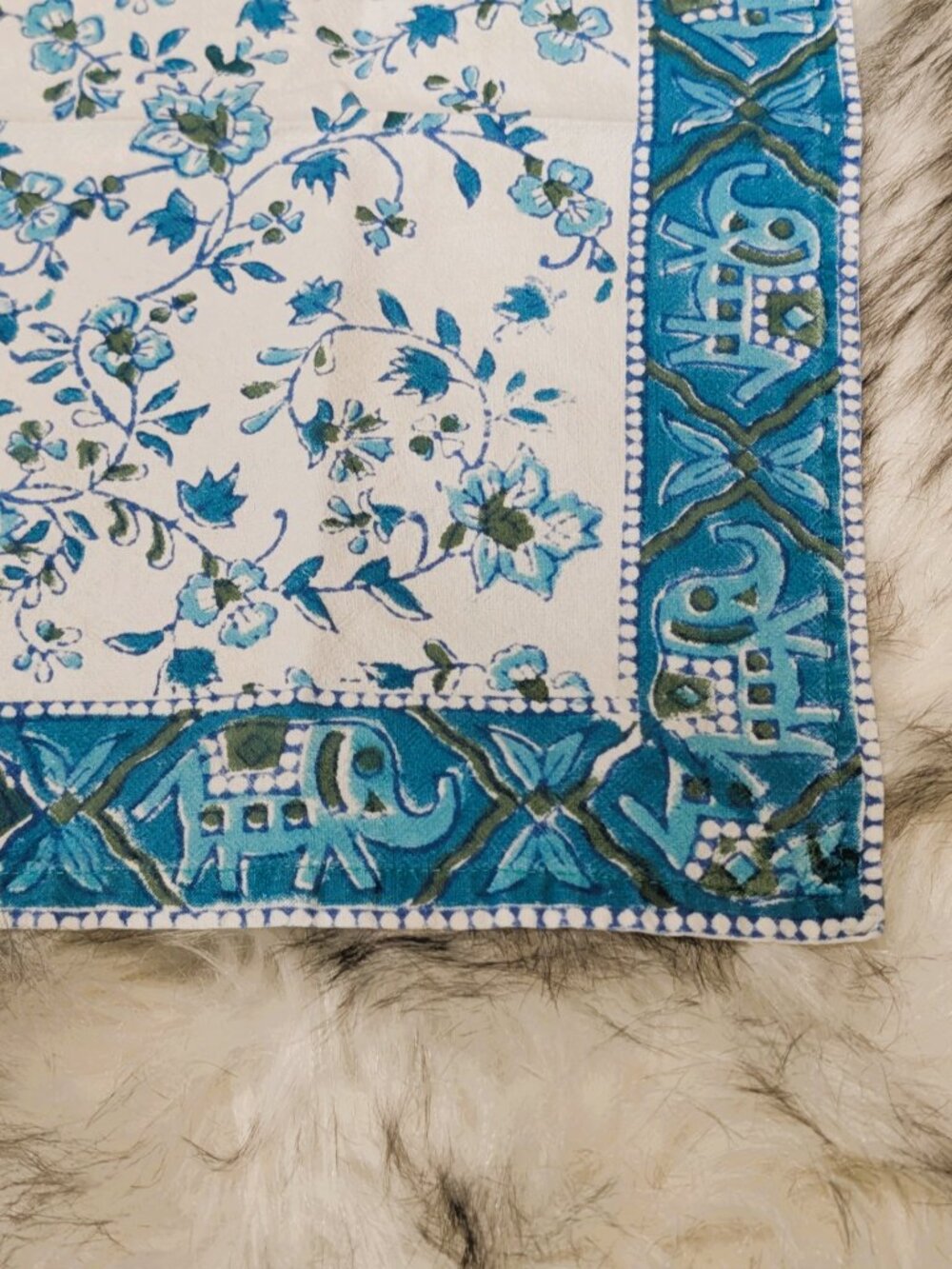 Handcrafted Block-Print Napkins (6) Boho Global Chic - Picture 4 of 4